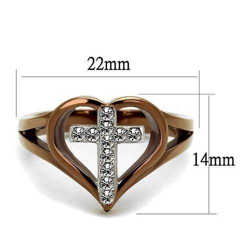 Wedding Ring Sets TK2802 Two Tone Light Brown Stainless Steel Ring with Crystal