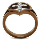 Wedding Ring Sets TK2802 Two Tone Light Brown Stainless Steel Ring with Crystal