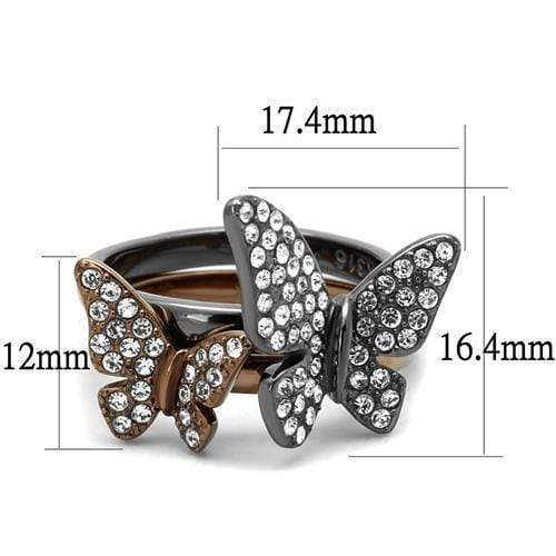 Wedding Ring Sets TK2806 & Light coffee Stainless Steel Ring with Crystal