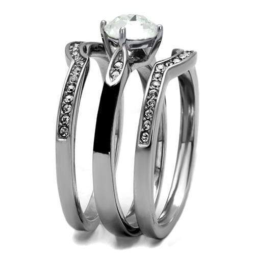 Silver Jewelry Rings Wedding Ring Sets TK2843 Stainless Steel Ring with Top Grade Crystal Alamode Fashion Jewelry Outlet