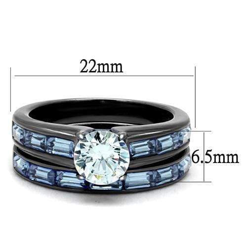 Silver Jewelry Rings Wedding Ring Sets TK2845 Light Black Stainless Steel Ring with CZ Alamode Fashion Jewelry Outlet