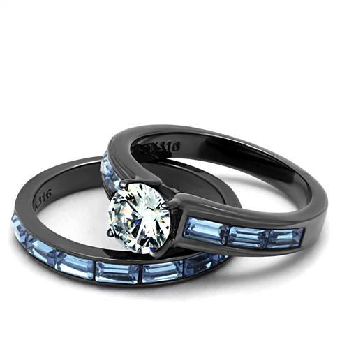 Wedding Ring Sets TK2845 Light Black Stainless Steel Ring with CZ