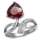 Wedding Ring Sets TK2863 Stainless Steel Ring with AAA Grade CZ in Garnet