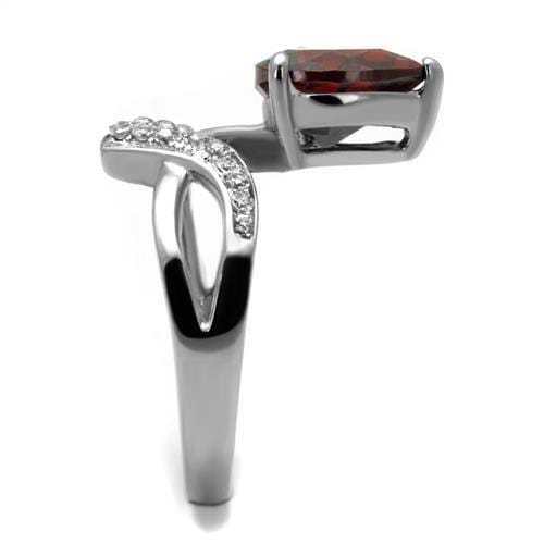 Wedding Ring Sets TK2863 Stainless Steel Ring with AAA Grade CZ in Garnet