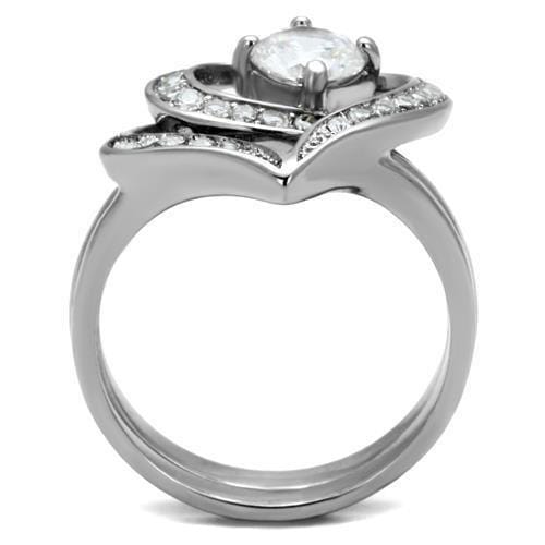 Wedding Ring Sets TK2868 Stainless Steel Ring with AAA Grade CZ