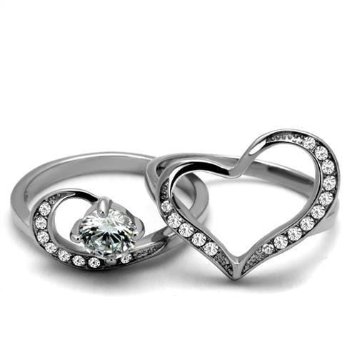 Wedding Ring Sets TK2868 Stainless Steel Ring with AAA Grade CZ