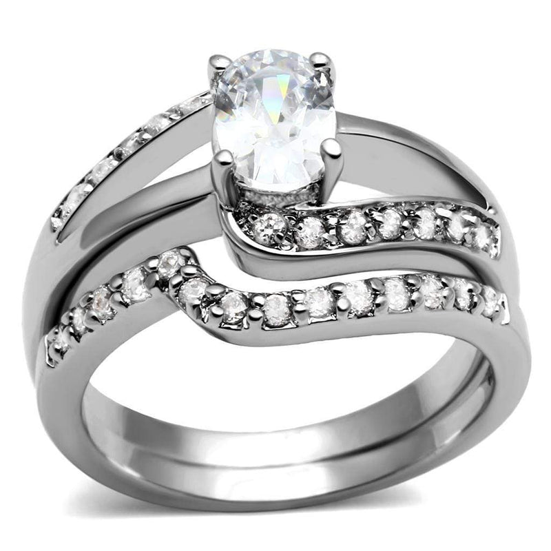 Wedding Ring Sets TK2879 Stainless Steel Ring with AAA Grade CZ