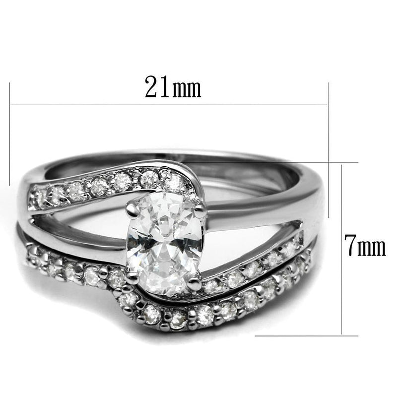 Wedding Ring Sets TK2879 Stainless Steel Ring with AAA Grade CZ