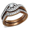 Wedding Ring Sets TK2953 Two Tone Light Brown Stainless Steel Ring with CZ