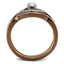 Wedding Ring Sets TK2953 Two Tone Light Brown Stainless Steel Ring with CZ