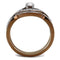 Wedding Ring Sets TK2953 Two Tone Light Brown Stainless Steel Ring with CZ