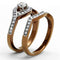 Wedding Ring Sets TK2953 Two Tone Light Brown Stainless Steel Ring with CZ