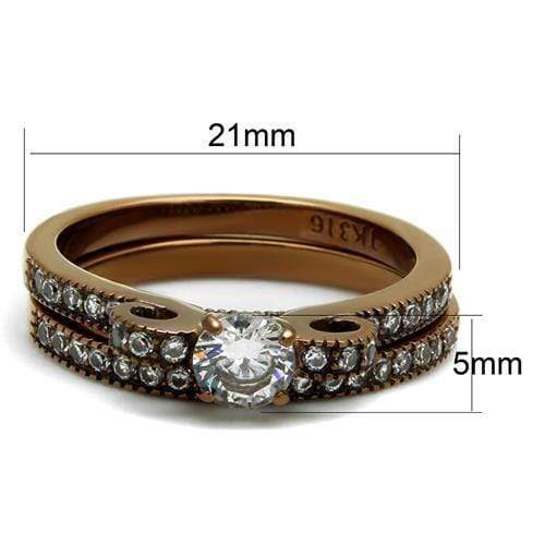 Wedding Ring Sets TK2955 Coffee light Stainless Steel Ring with CZ