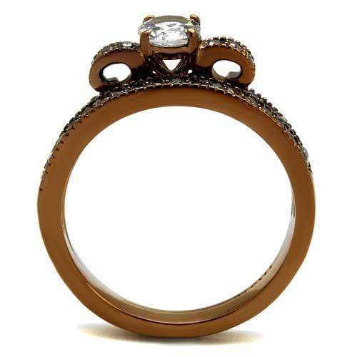 Wedding Ring Sets TK2955 Coffee light Stainless Steel Ring with CZ