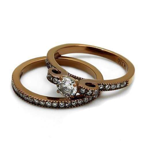 Wedding Ring Sets TK2955 Coffee light Stainless Steel Ring with CZ