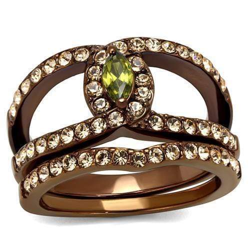 Wedding Ring Sets TK2956 Coffee light Stainless Steel Ring in Olivine color