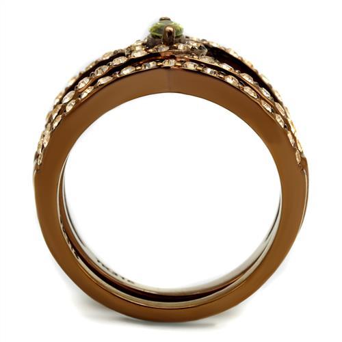 Wedding Ring Sets TK2956 Coffee light Stainless Steel Ring in Olivine color