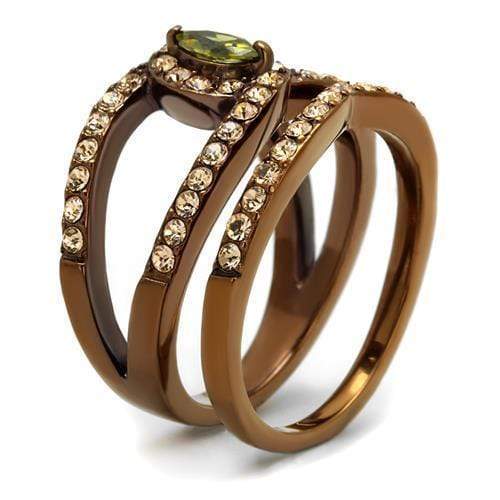Wedding Ring Sets TK2956 Coffee light Stainless Steel Ring in Olivine color