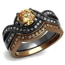 Wedding Ring Sets TK2957 & Light coffee Stainless Steel Ring & CZ