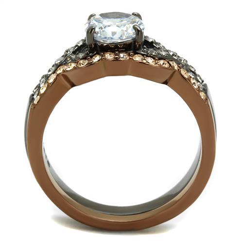 Wedding Ring Sets TK2958 & Light coffee Stainless Steel Ring & CZ