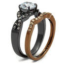 Wedding Ring Sets TK2958 & Light coffee Stainless Steel Ring & CZ