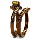 Wedding Ring Sets TK2959 Coffee light Stainless Steel Ring with CZ