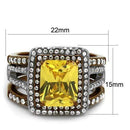 Wedding Ring Sets TK2962 Two Tone Light Brown Stainless Steel Ring with CZ