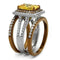 Wedding Ring Sets TK2962 Two Tone Light Brown Stainless Steel Ring with CZ