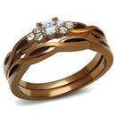 Wedding Ring Sets TK2963 Coffee light Stainless Steel Ring with CZ