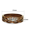 Wedding Ring Sets TK2963 Coffee light Stainless Steel Ring with CZ