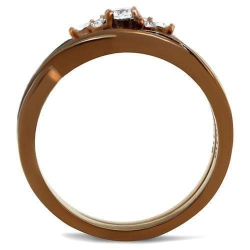 Wedding Ring Sets TK2963 Coffee light Stainless Steel Ring with CZ