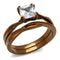 Wedding Ring Sets TK2964 Coffee light Stainless Steel Ring with CZ