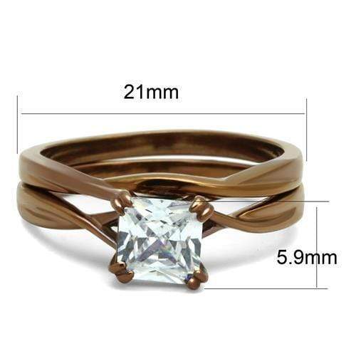 Wedding Ring Sets TK2964 Coffee light Stainless Steel Ring with CZ