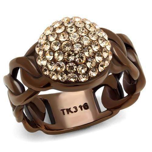 Wedding Ring Sets TK2965 Coffee light Stainless Steel Ring with Crystal