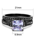 Wedding Ring Sets TK2970 Light Black Stainless Steel Ring with AAA Grade CZ