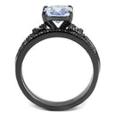 Wedding Ring Sets TK2970 Light Black Stainless Steel Ring with AAA Grade CZ