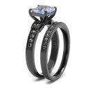 Wedding Ring Sets TK2970 Light Black Stainless Steel Ring with AAA Grade CZ