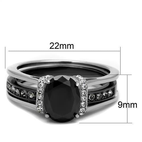 Wedding Ring Sets TK2971 Two-Tone Black Stainless Steel Ring with Synthetic