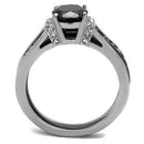 Wedding Ring Sets TK2971 Two-Tone Black Stainless Steel Ring with Synthetic