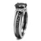 Wedding Ring Sets TK2971 Two-Tone Black Stainless Steel Ring with Synthetic