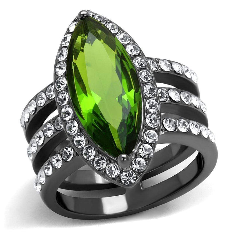 Wedding Ring Sets TK2989 Light Black Stainless Steel Ring in Peridot