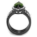 Wedding Ring Sets TK2989 Light Black Stainless Steel Ring in Peridot