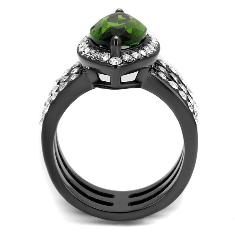 Wedding Ring Sets TK2989 Light Black Stainless Steel Ring in Peridot