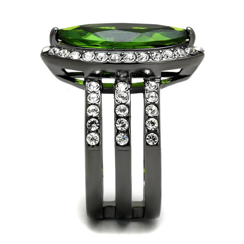 Wedding Ring Sets TK2989 Light Black Stainless Steel Ring in Peridot