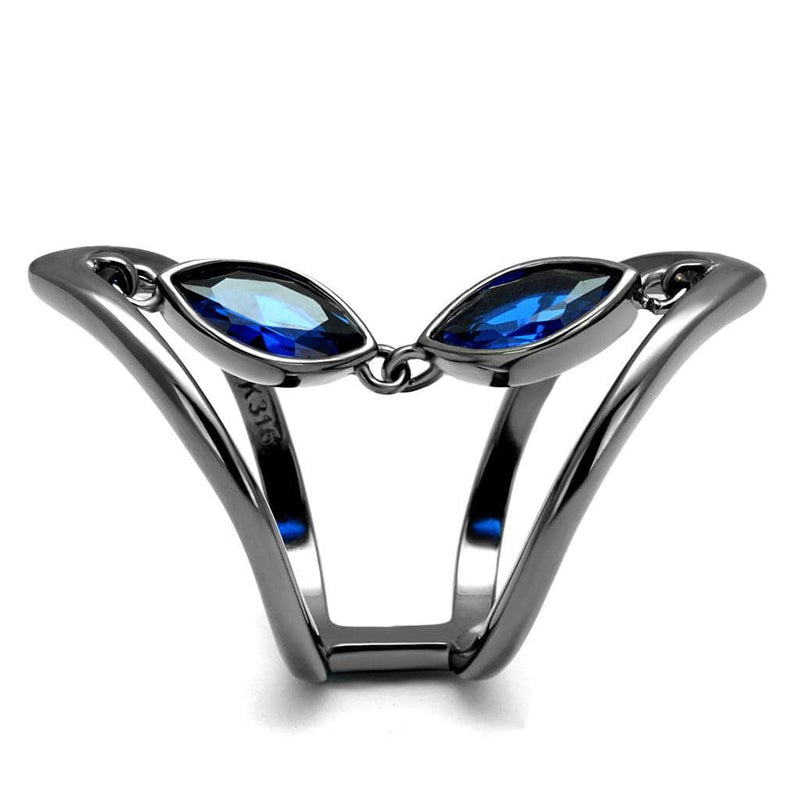 Wedding Ring Sets TK2990 Light Black Stainless Steel Ring in London Blue