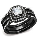 Wedding Ring Sets TK3048 Black - Stainless Steel Ring with AAA Grade CZ