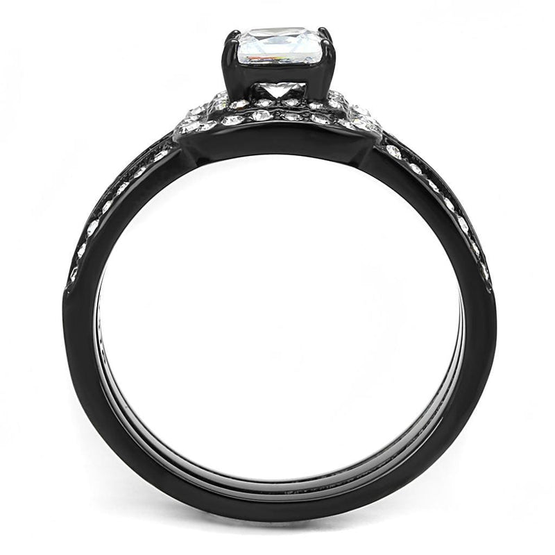 Wedding Ring Sets TK3048 Black - Stainless Steel Ring with AAA Grade CZ