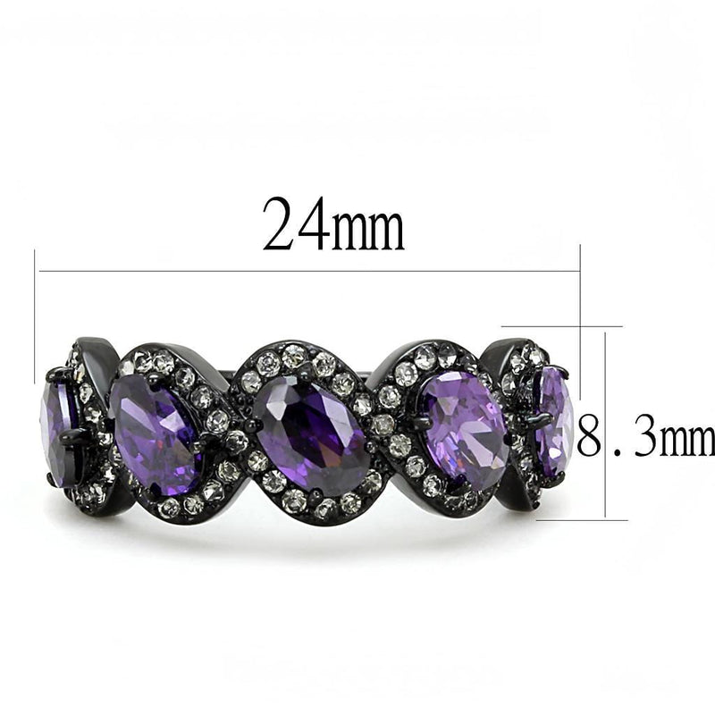 Wedding Ring Sets TK3051 Black - Stainless Steel Ring with AAA Grade CZ