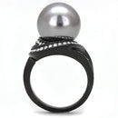 Wedding Ring Sets TK3052 Black - Stainless Steel Ring with Synthetic