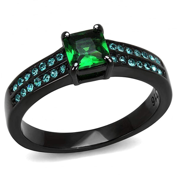 Wedding Ring Sets TK3064 - Stainless Steel Ring with Synthetic in Emerald